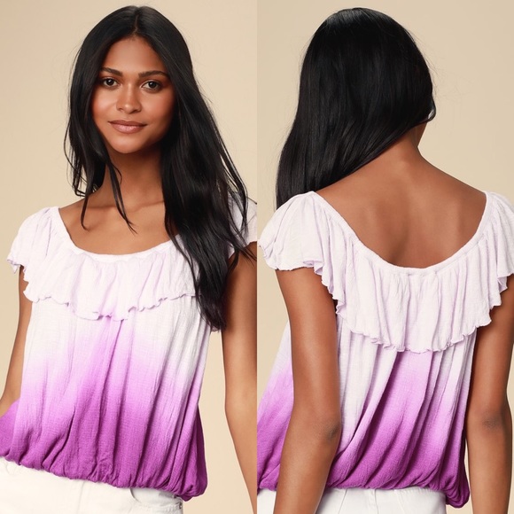 3 for $50 Free People Cora Lee Tee Begonia Ombré - Picture 3 of 6